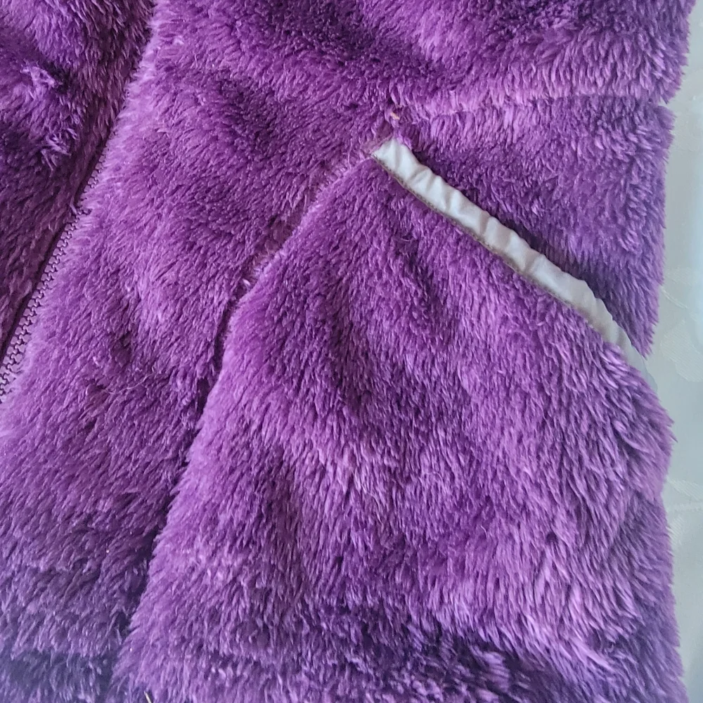 Snuggly Lands End purple fleece jacket kids sz 14 - Picture 8 of 11